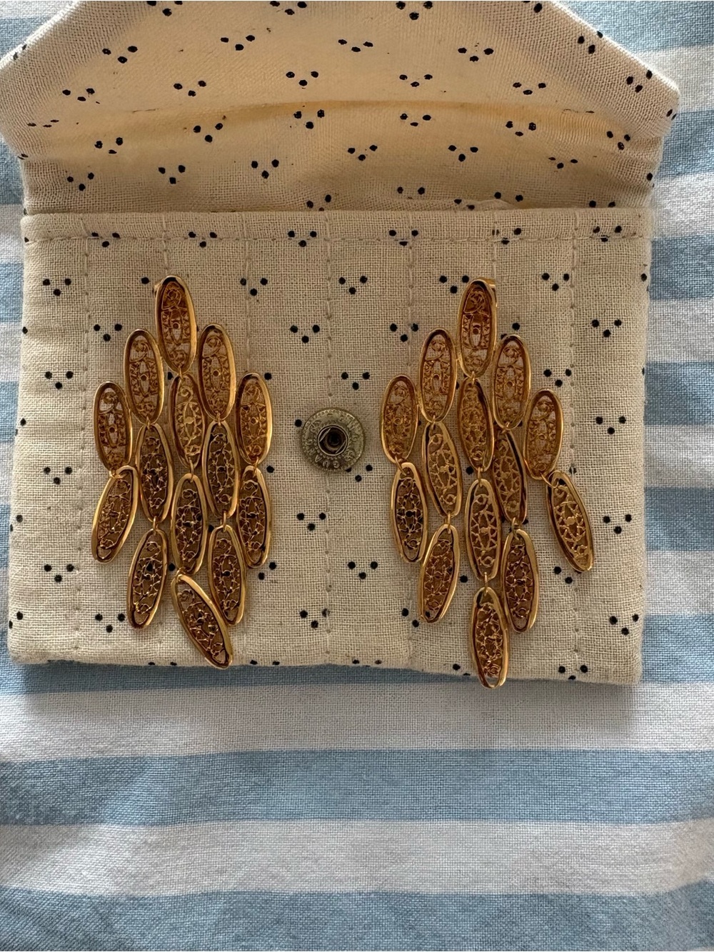 Sezane Colombe Earrings Gold Plated Metal New with Pouch & Box Rare Find - Picture 11 of 15